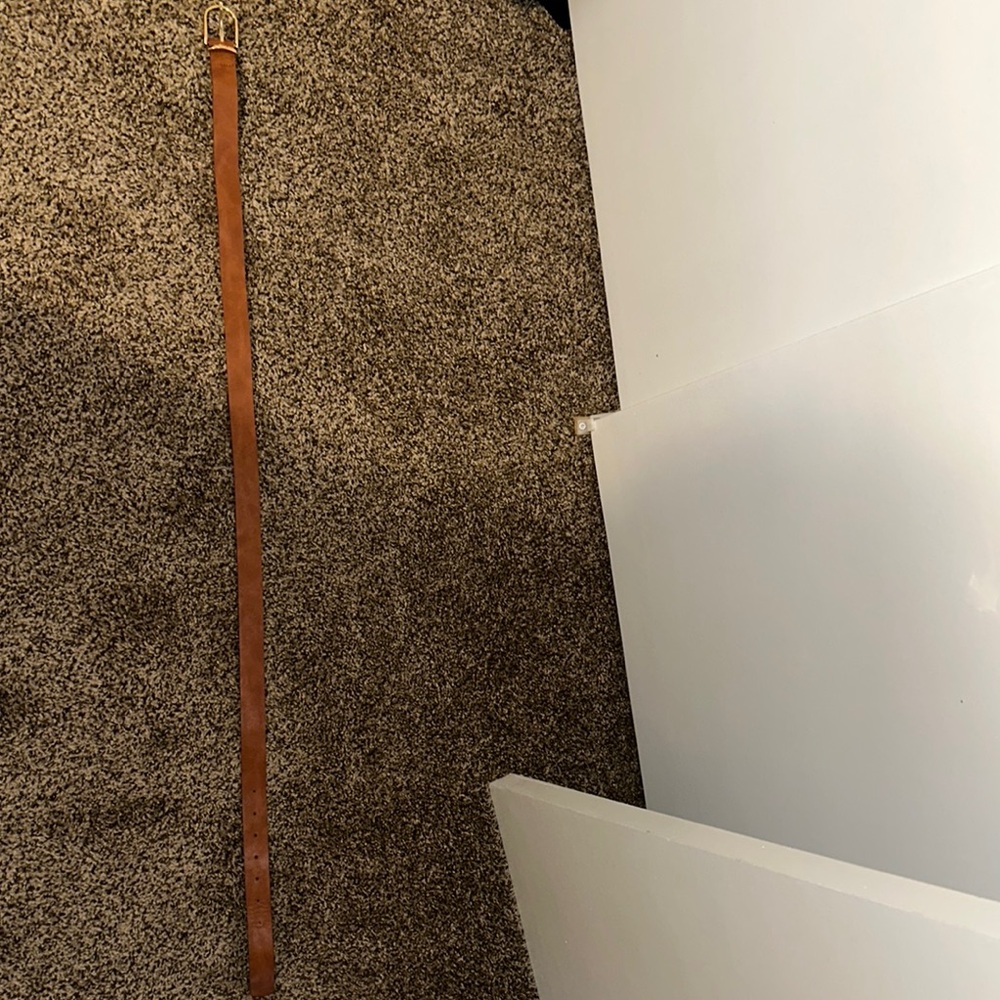 Brown Leather Belt with Gold Buckle
